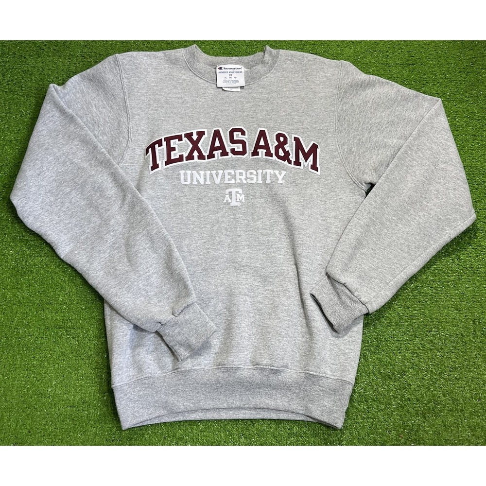 Vintage‎ Texas A&M Sweatshirt Women XS Champion Y2K Grey Raised Letter Crewneck